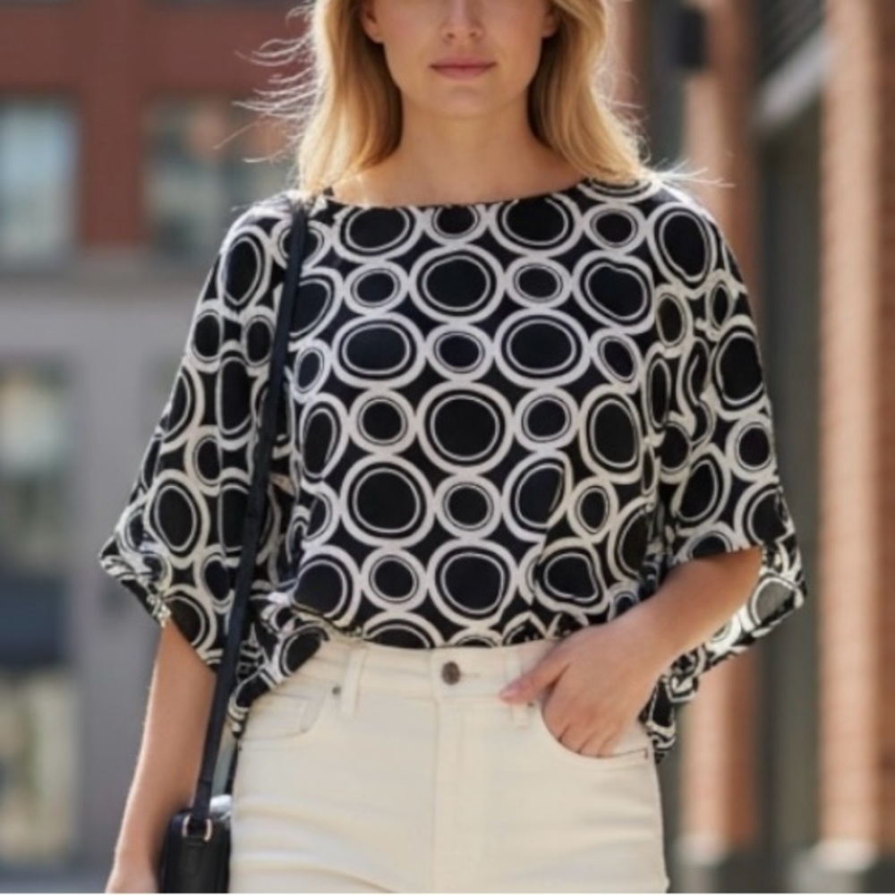 Michael Kors Black and White Circle Blouse